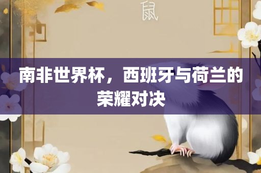 南非世界杯，西班牙与荷兰的荣耀对决